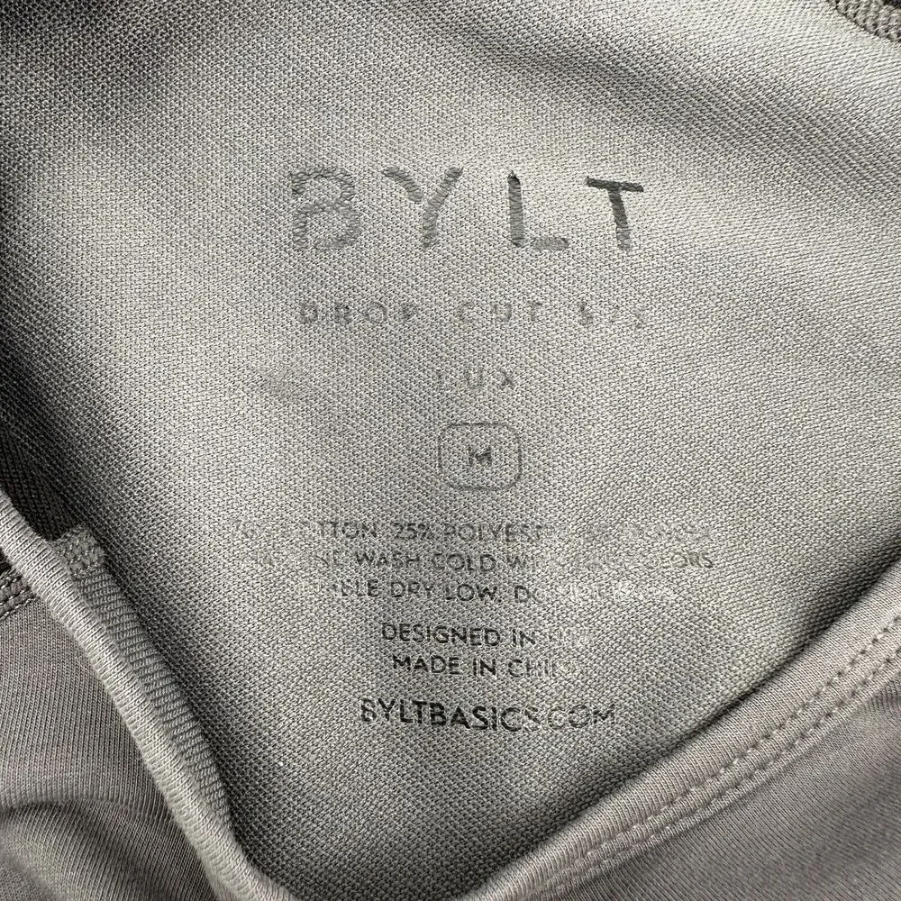 BYLT Shirt‎ Mens Medium Drop Cut Lux Short Sleeve Color Block Raglan Black Gray - Picture 5 of 10